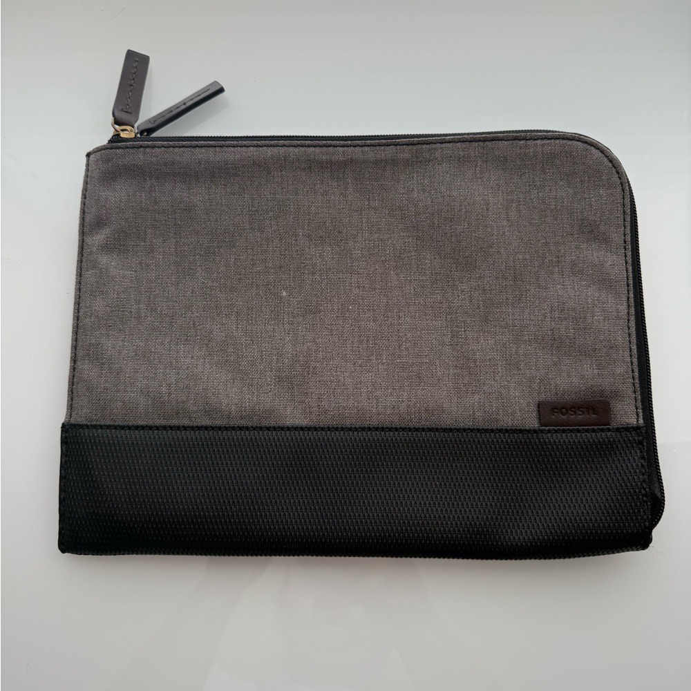 Fossil Gray and Black Tablet Bag with Sleek Design